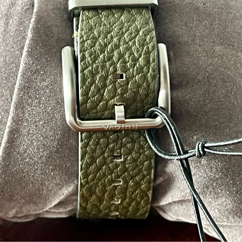 Bulova Black Dial Watch with Olive Green Strap - Picture 7 of 13